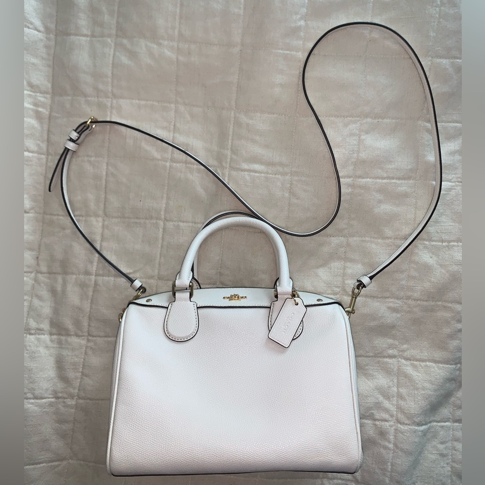 Cream Coach Purse with Detachable Crossbody Strap